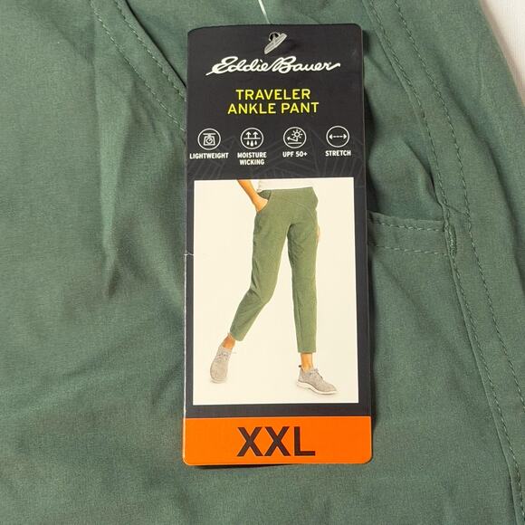 NWT Eddie Bauer Women’s Green Traveler Ankle Pants UPF 50 (XXL) Hiking Outdoor - Picture 8 of 16